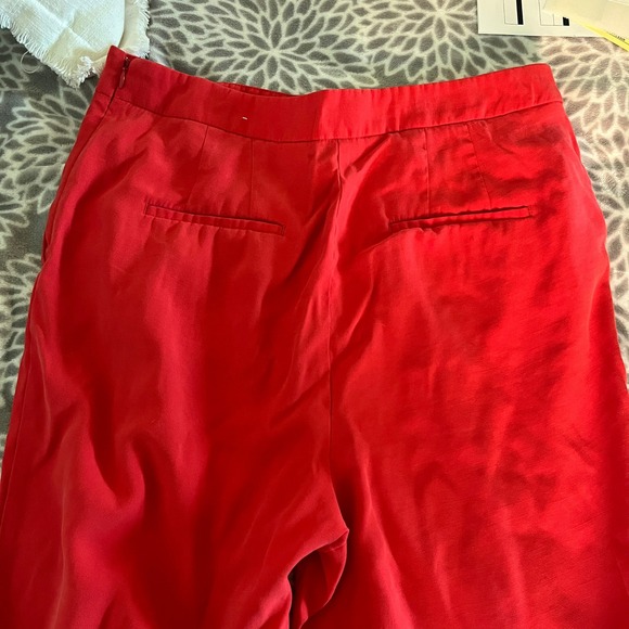 Ann Taylor Red Wide Leg Sailor Pants sz 10 Petite Button Front High Waist Office - Picture 10 of 10